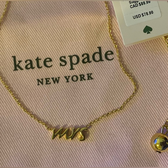 NWT♠️Don’t miss out! ♠️ Kate Spade’s Say Yes necklace ♠️ w/pink drawstring bag - Picture 7 of 7